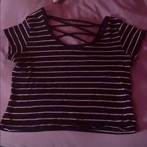 black and white striped crop
